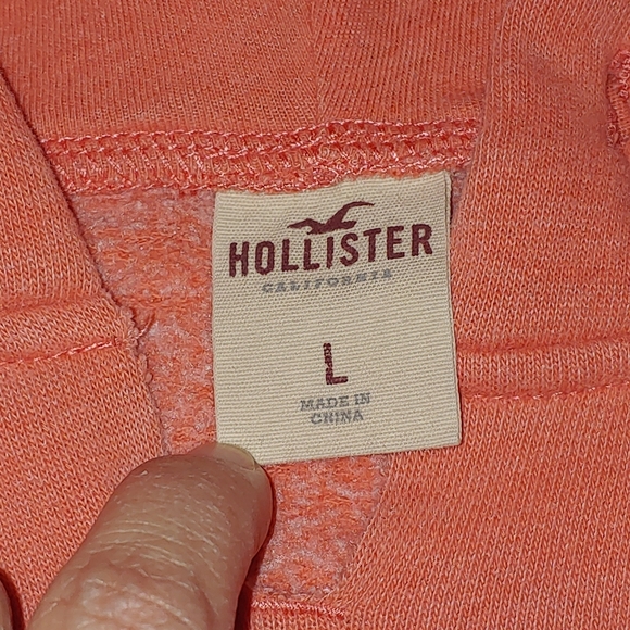 Hollister Sweatshirt Hoodie, Orange with Blue Letters, Size Large - Picture 8 of 10